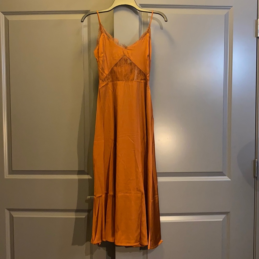 Petal & Pup Orange Midi Dress